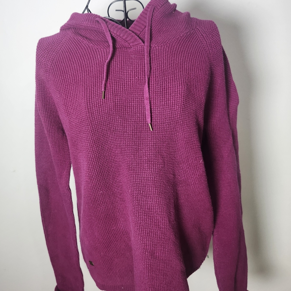 Lauren Ralph Lauren Purple Hooded Waffle Knit Sweater Size M